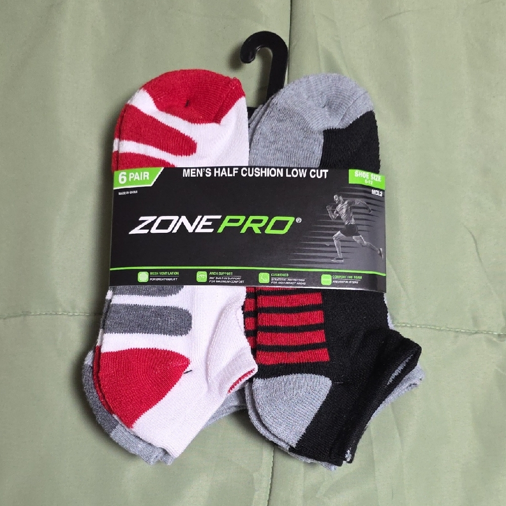 Zone Pro Men's Athletic Socks - 6 pair
